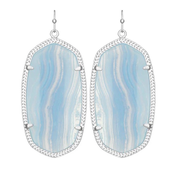 Kendra Scott Jewelry - NWT Kendra Scott Elle Earrings Blue Lace Agate & Silver Rare & So Beautiful!